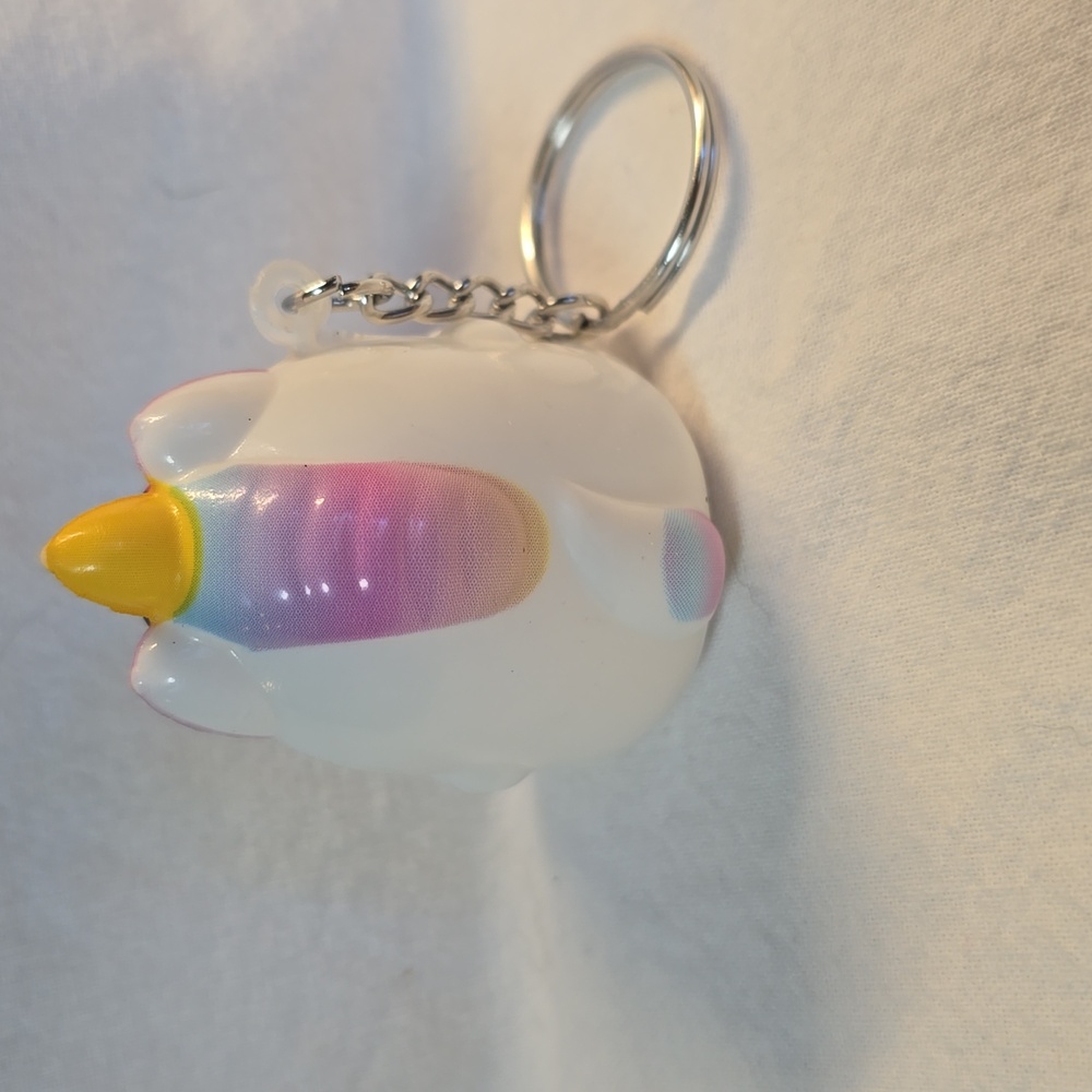 Unicorn Squishy Bag Charm Keychain - White, Pink, Yellow - Picture 2 of 2